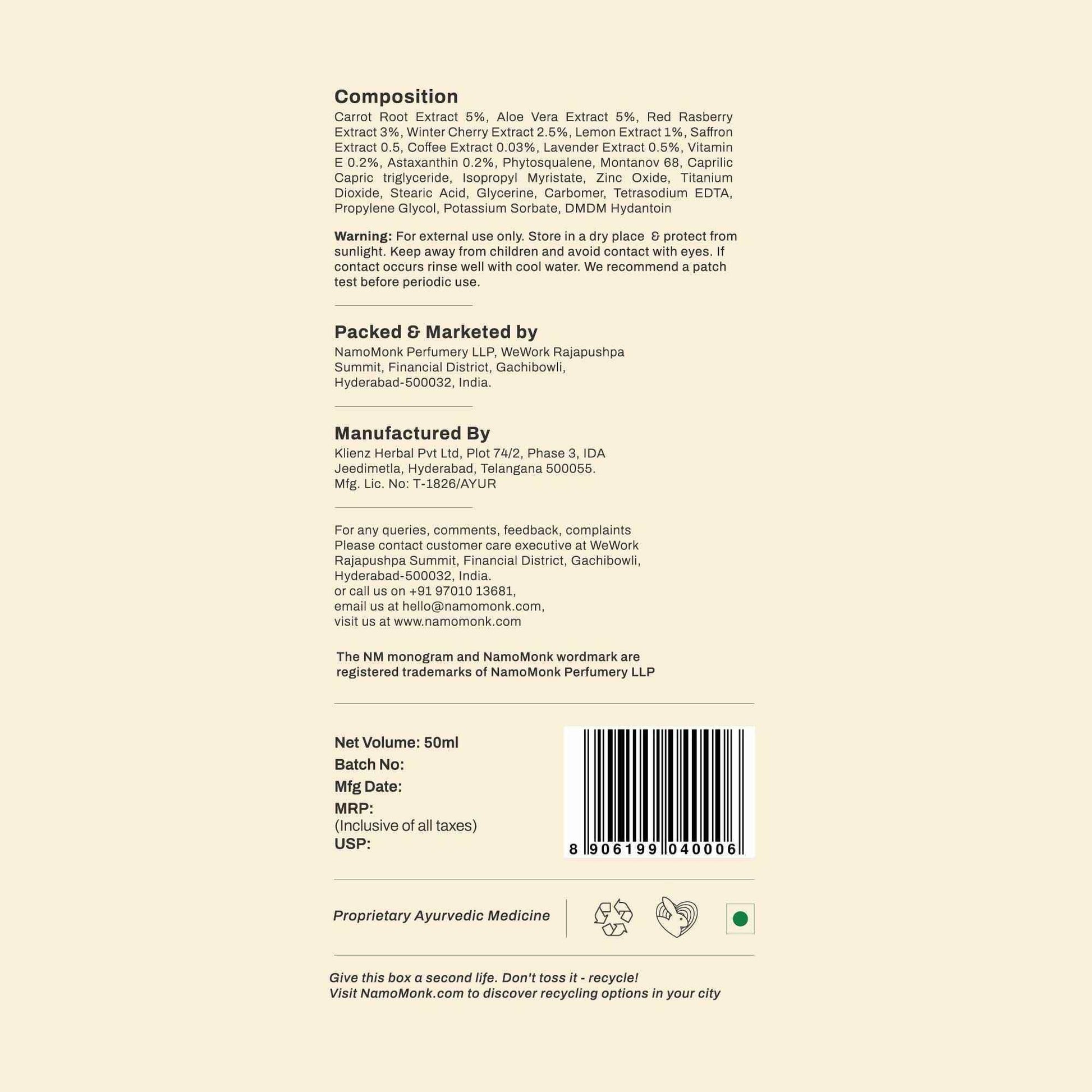 Protective Day Lotion SPF50 PA+++ | Sunscreen - NamoMonk